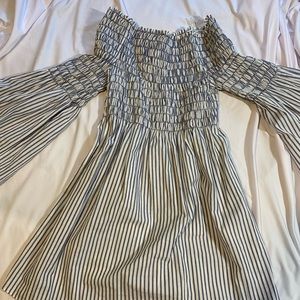 Max Studio Stripe Print Off the Shoulder Dress